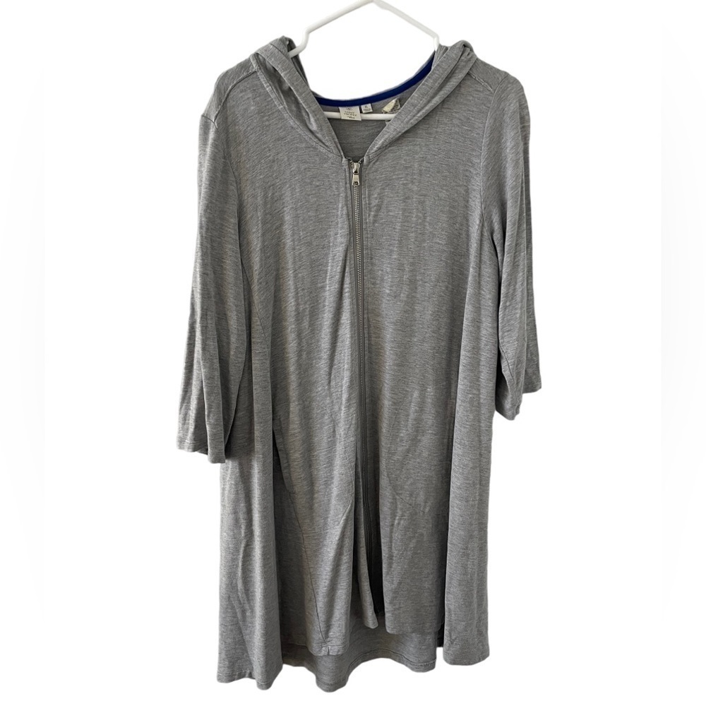 St. Tropez West Zip Front Hooded Cardigan Beach Cover Up Grey XL
